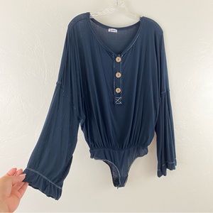 Free People Button Down Clasp Bodysuit